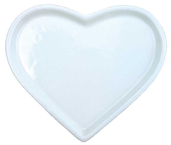3x Weiß Glasiertes Keramik Herz Form Teller 